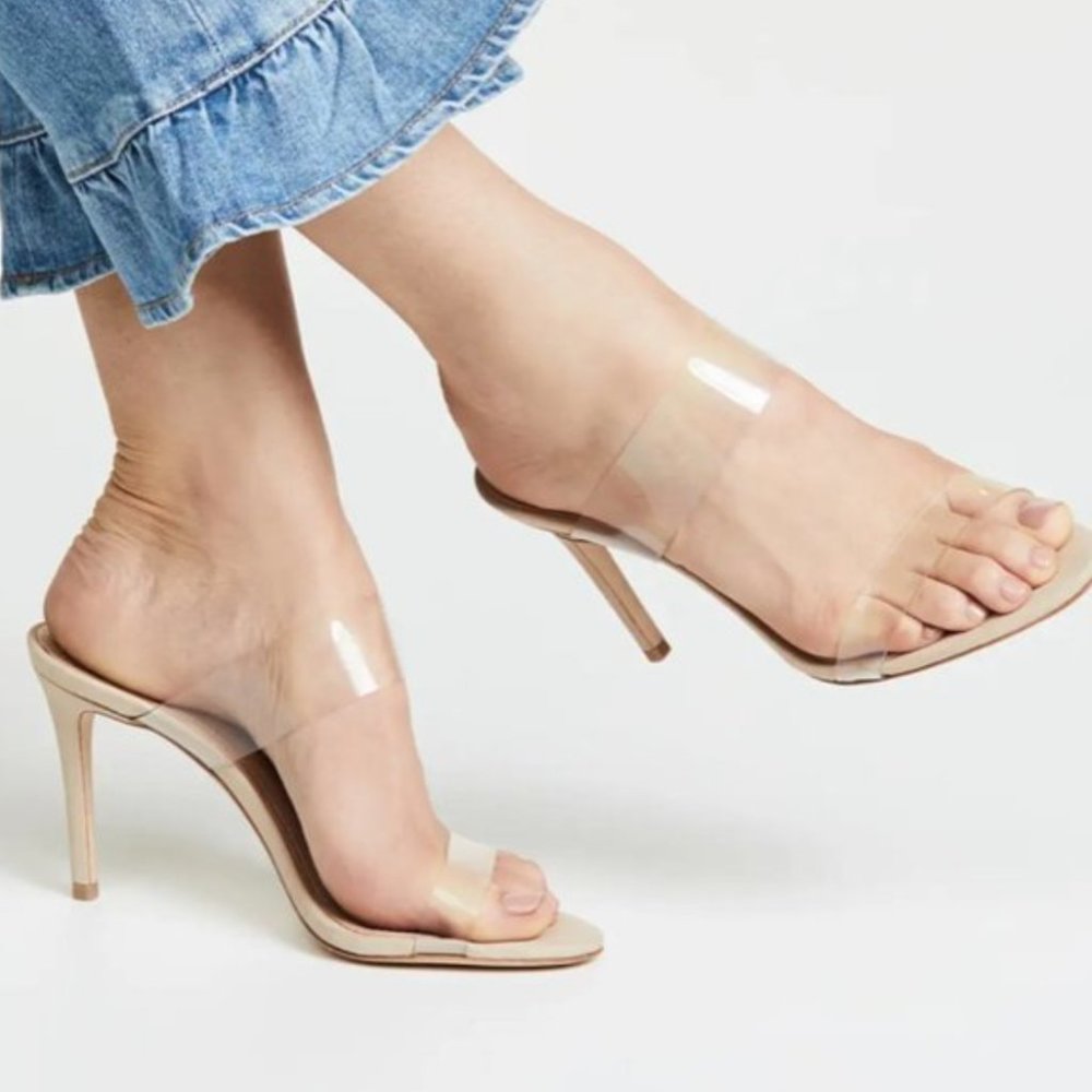 SCHUTZ Ariella Transparent Heels Nude Cream Tan